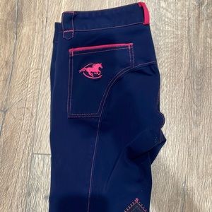 Piper knee patch breeches by Smartpak 28R navy and pink